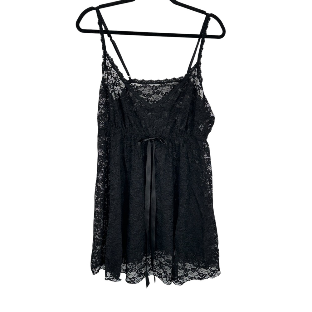 Hanky Panky After Midnight Black Lace Babydoll 2X Plus‎ Size Goth Lingerie